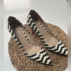 👠 Black and White 3.5 inch Via Spiga Shoes